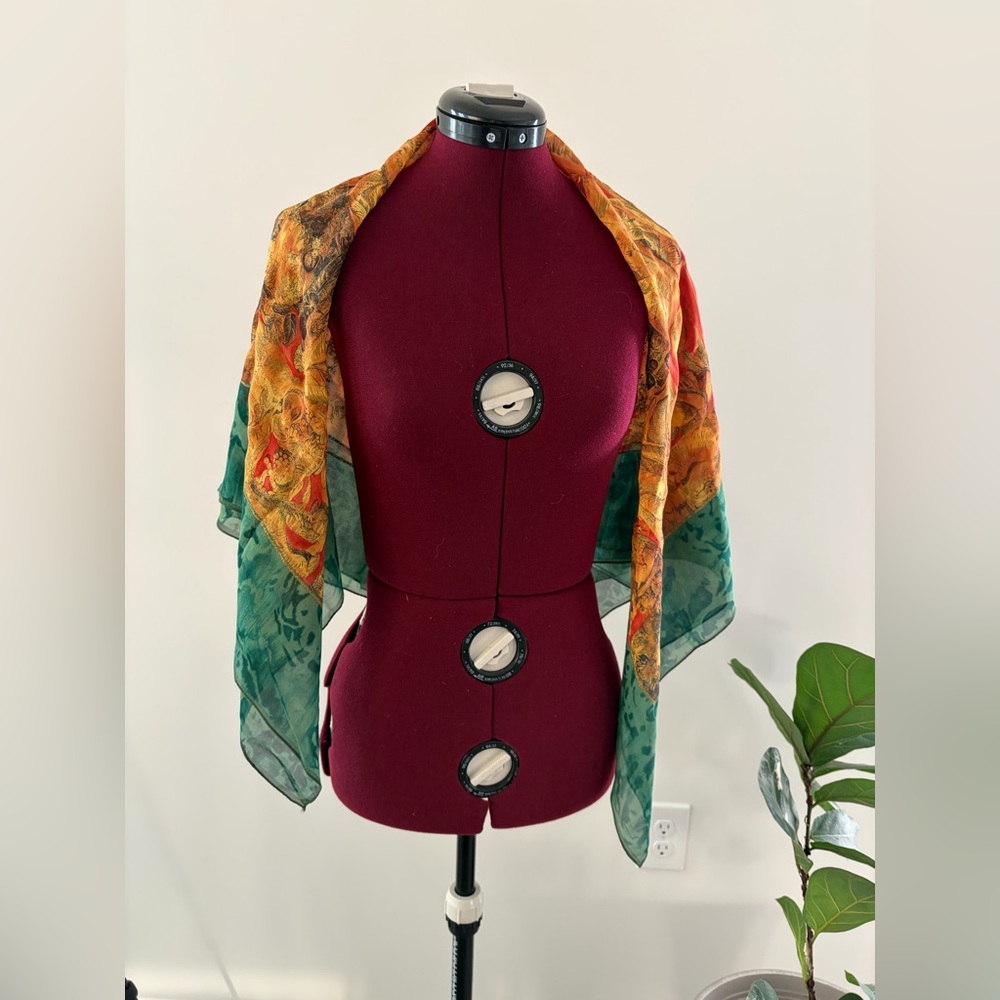 Gianni Lo Guidice green abstract large scarf